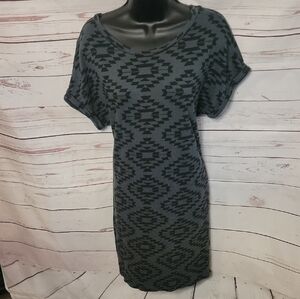 Geometric Patterned Black Dress